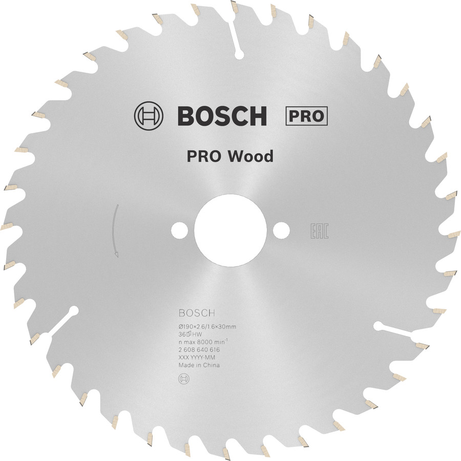 Ripzāģa disks 190x30 mm Optiline Wood, Rokas ripzāģiem PRO WOOD RIPZĀĢA ASMENS, 2608640616, BOSCH