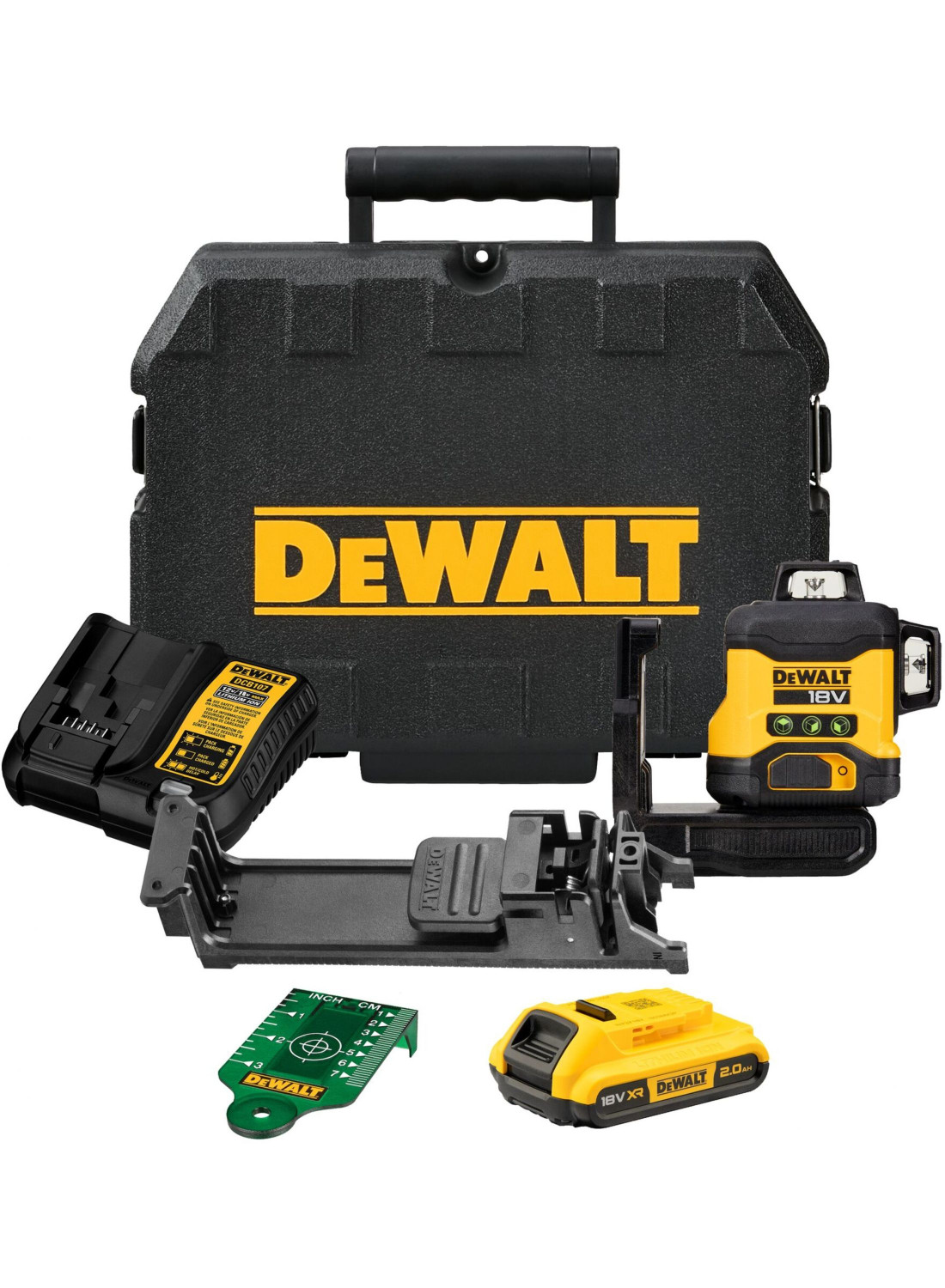 Krustlīniju lāzera līmeņrādis 18V (1x2.0Ah) zaļas līnijas DCLE34031D1-QW DEWALT