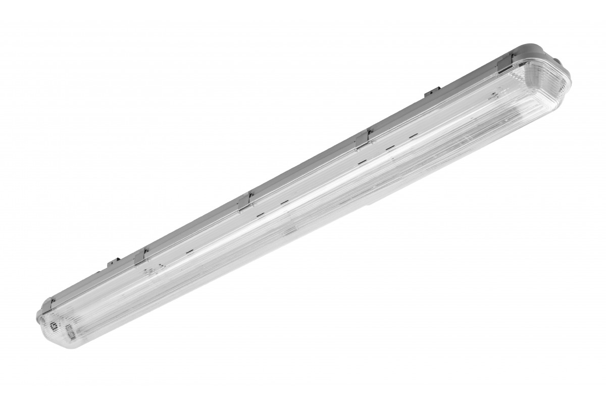 LED hermetizēts gaismeklis 2x120 T8 LED-J, G13, AC220-240V, 50/60 Hz, IP65, IK06, ABS / PS, pelēks, GT-HEL236-00, G-TECH