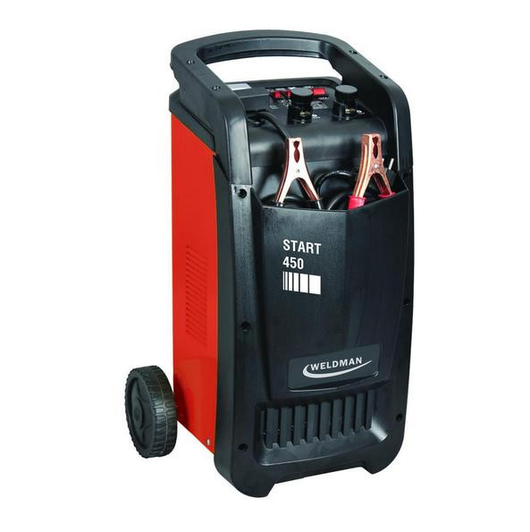 Automobilinis įkroviklis su paleidimo funkcija, START 450A, 400A, 12-24V, 8000W, 20-1000Ah, 103212 WELDMAN