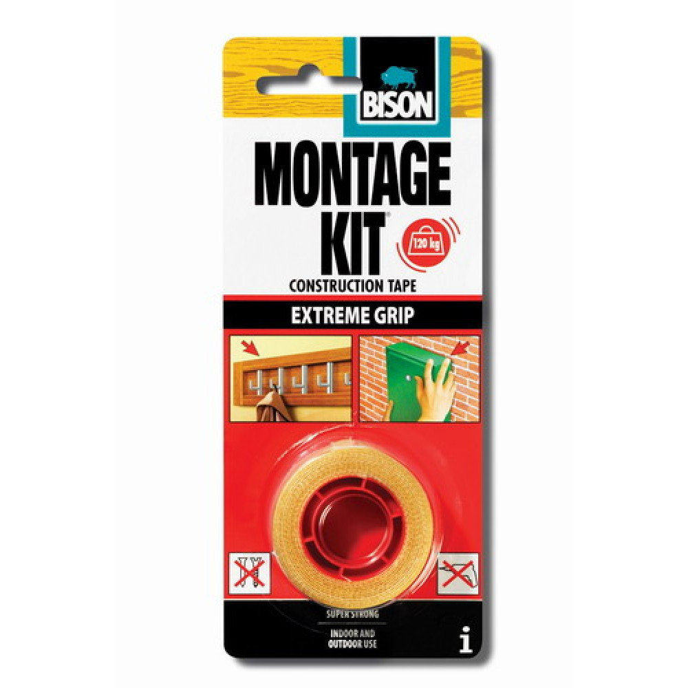 Līmlenta Montage Kit Extreme Grip 1.5m x 19mm 6305487 BISON