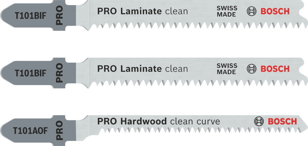 3 figūrzāģa asmeņi laminātam, T-kāts, kompl., Figūrzāģiem PRO LAMINATE KOMPLEKTS, 2608636429, BOSCH