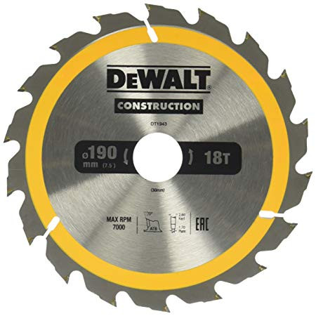 Saeketas Construction  190x30mm 18T DT1943-QZ DEWALT