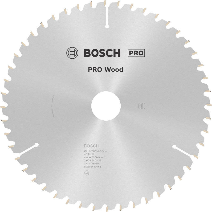 Stacionārā ripzāģa disks 216x30x48 kokam, Paneļzāģiem PRO WOOD RIPZĀĢA ASMENS, 2608640432, BOSCH