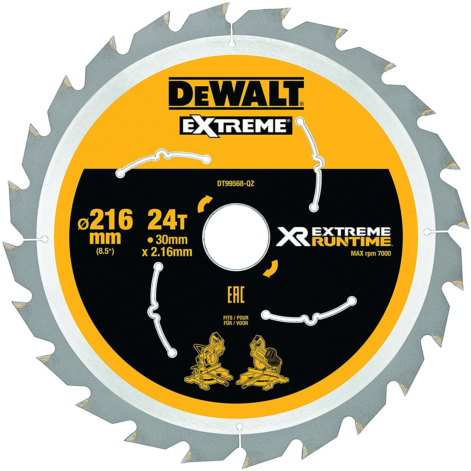 Zāģripa 216x30mm 24T CSB DT99568-QZ DEWALT