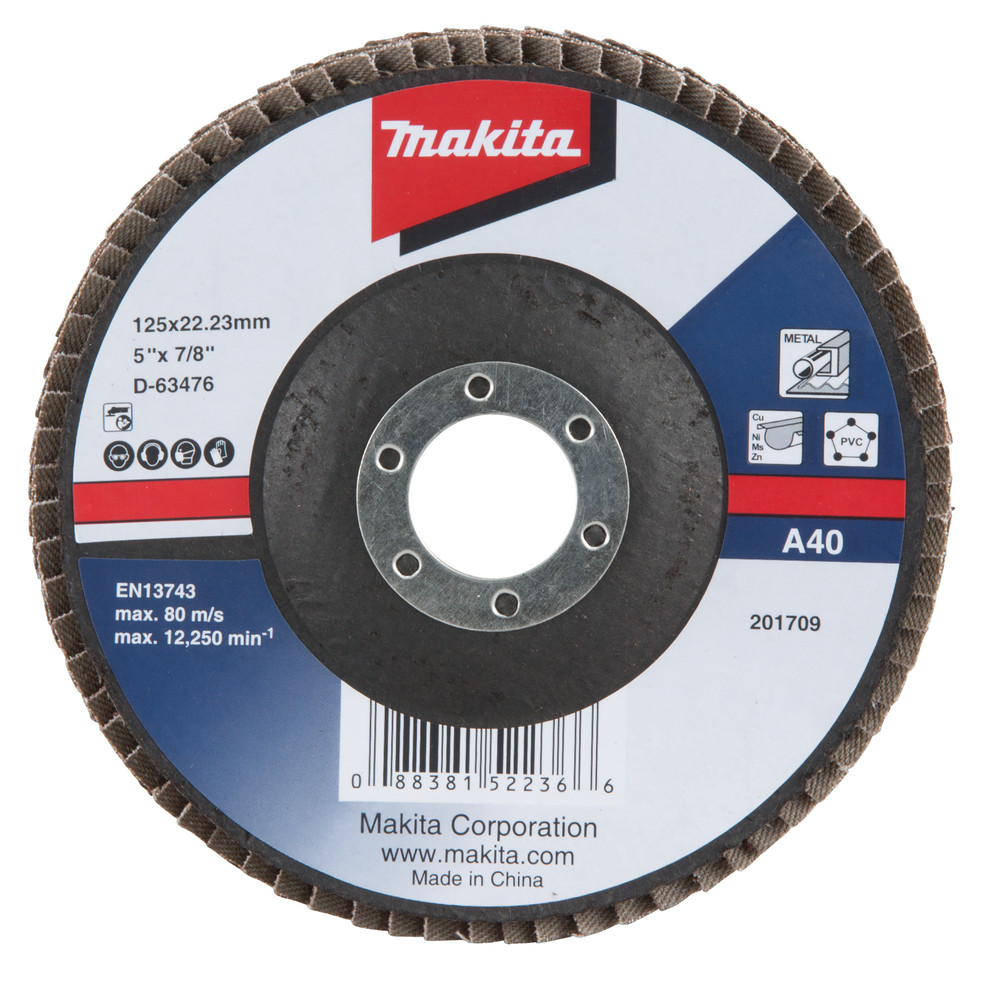 Lameļu slīpdisks Economy type 125x22.23 A60 Metālam (10gab), D-63482-10 MAKITA