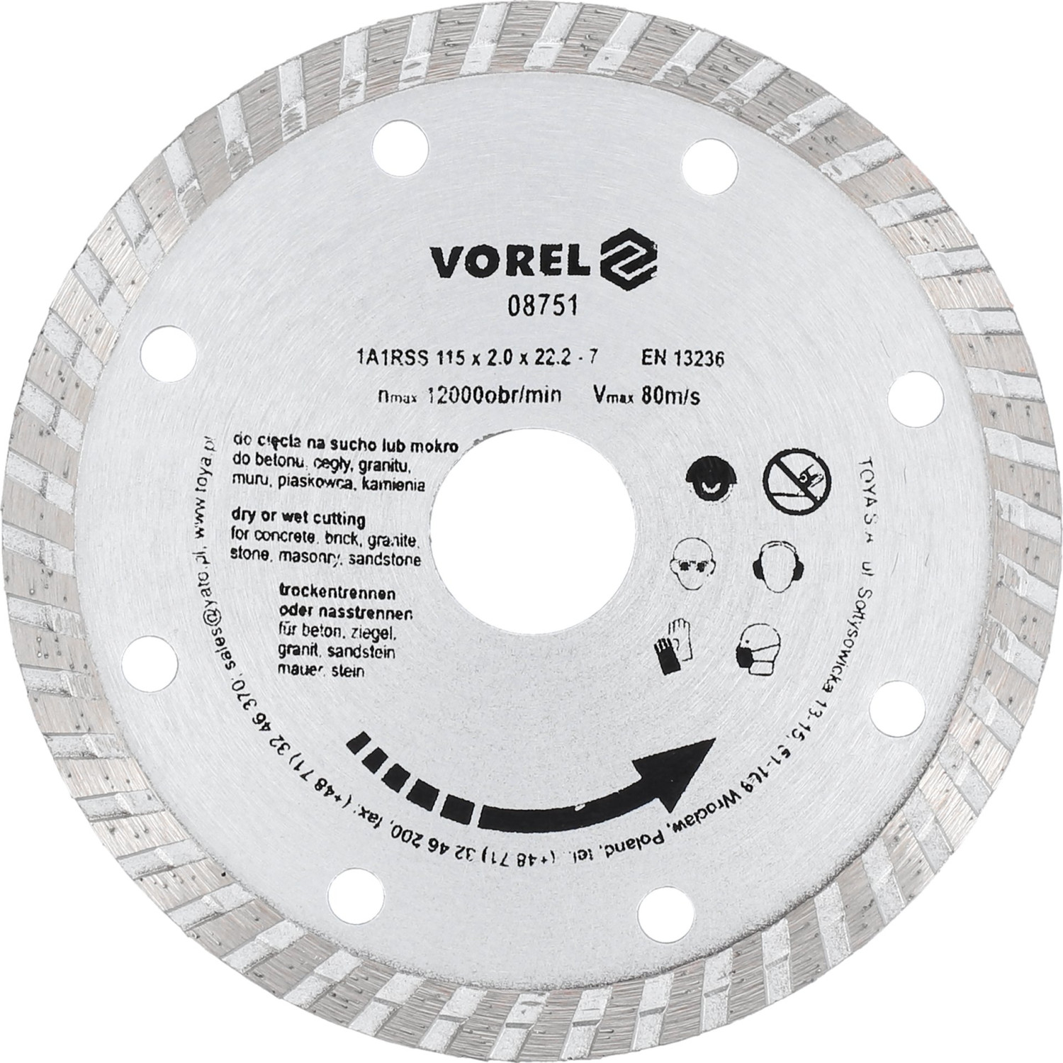 DIAMOND BLADE, TURBO 115MM 08751 VOREL