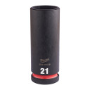 SHOCKWAVE™ IMPACT DUTY TRIECIENIZTURĪGAS UZGRIEŽŅU MUCIŅAS, 21 MM 1/2" IMPACT SOCKET DEEP - 1PC, 4932480339 MILWAUKEE