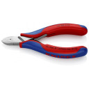 ELECTRONICS DIAGONAL CUTTER HEAD MIRROR POLISHED, HANDLES WITH MULTI-COMPONENT GRIPS, ROUND HEAD, WITH SMALL BEVEL, 7702115SB KNIPEX